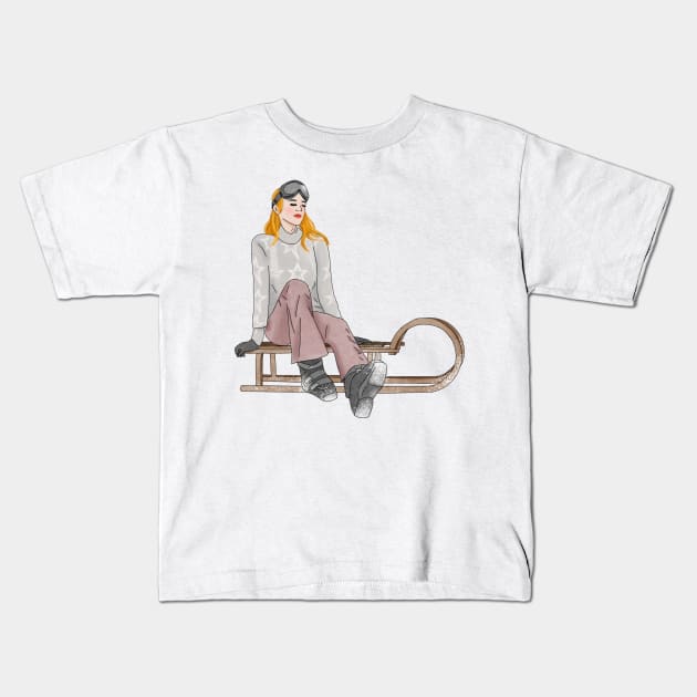 Winter fun Kids T-Shirt by piscoletters